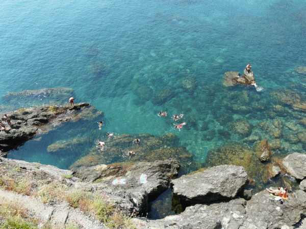 Veduta delle acque cristalline dal Miglio Monterossino liguria