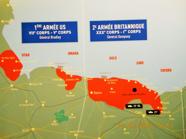 Mappa dello sbarco in Normandia