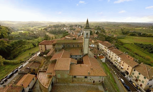 Veduta di Vinci in provincia di Firenze