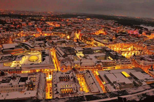 Lipsia vista di notte